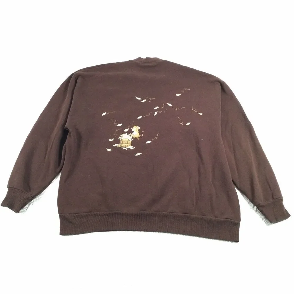 Vintage 90s Morning Sun Sweatshirt XLarge Nature Mouse Grandmacore Cottagegoth